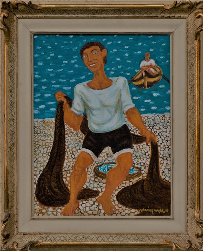 GIUSEPPE MIGNECO Giovane con rete,  fine anni '70