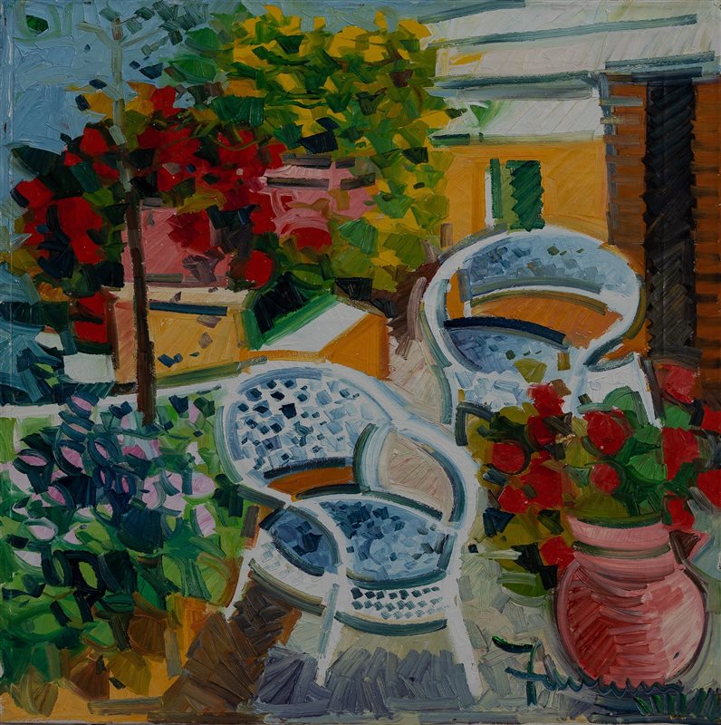 ATHOS FACCINCANI Terrazzo con sedia bianca