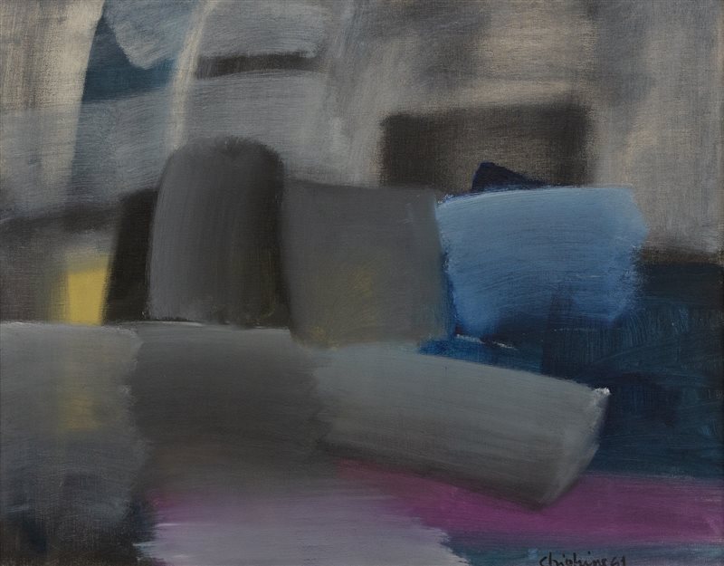 ALFREDO CHIGHINE Composizione grigio viola, 1961