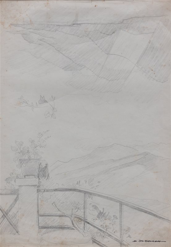 MARCELLO DUDOVICH Studio per terrazza con paesaggio