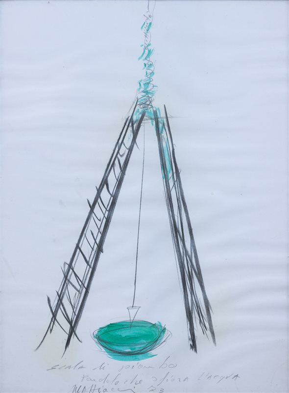 ELISEO MATTIACCI Scala di piombo, pendolo che sfiora l'acqua, 1973