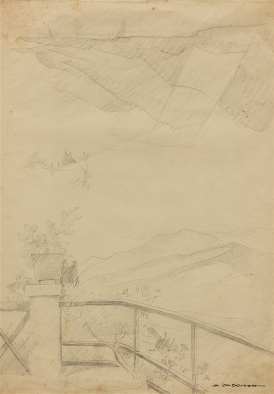 MARCELLO DUDOVICH Studio per terrazza con paesaggio