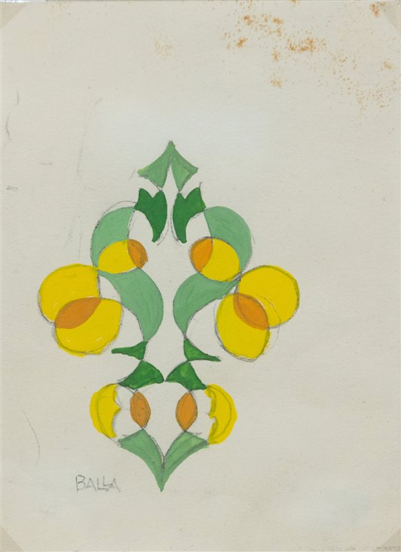 GIACOMO BALLA Motivo per ricamo giallo e verde, 1918-1920